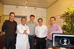 O cirurgião vascular Dr. Daniel Benitti em Geneve com os criadores do Curso Osirix.