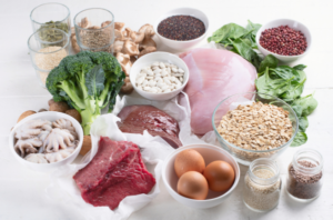 Alimentos ricos em ferro.